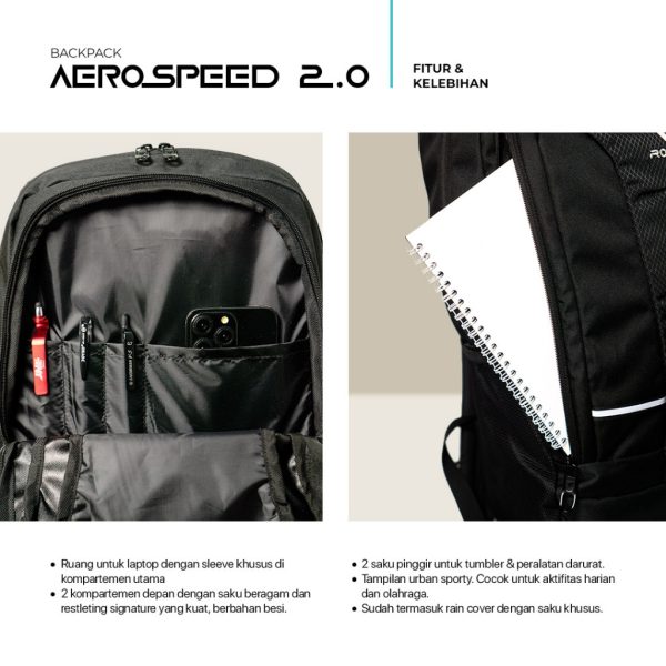 ROVER - AEROSPEED Backpack 20 Liter Tas Ransel Punggung Pria Kerja Kuliah Kuat Aman Urban Sporty - Image 2