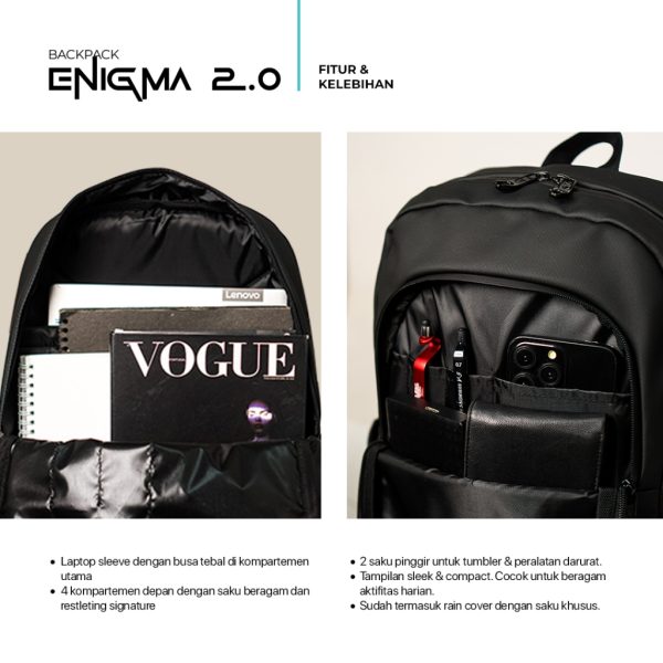 ROVER - ENIGMA Backpack 20 Liter Tas Ransel Punggung Pria Kerja Kuliah Sekolah Urban Sporty - Image 3