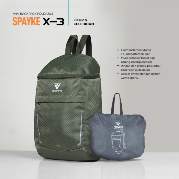 ROVER - SPAYKE X-3 Backpack Lipat Tas Ransel Punggung Bahu Foldable Pria Wanita Unisex - Image 2