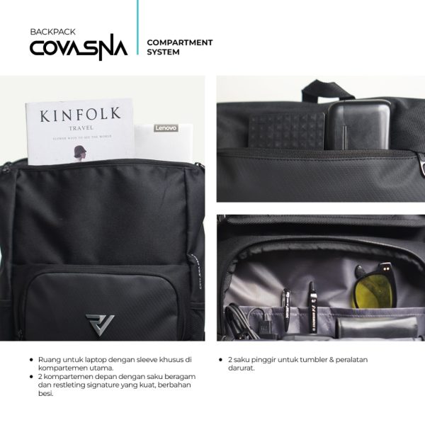 ROVER - COVASNA Backpack 15 Liter Tas Ransel Punggung Pria Kerja Kuliah Kuat Aman Urban Sporty - Image 3