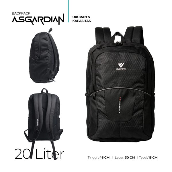 ROVER - ASGARDIAN Backpack 20 Liter Tas Ransel Punggung Pria Kerja Kuliah Kuat Aman Urban Sporty